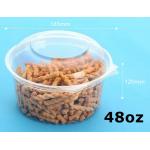 48oz Disposable PET Hinged Salad Container 185mm X 185mm X 90mm for sale