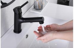China T&F Polished Bathroom Faucet With Pull Down Sprayer Surface Mounted supplier