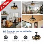 42 Inch Black Retractable Ceiling Fan With Light Remote Control