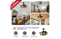 China 42 Inch Black Retractable Ceiling Fan With Light Remote Control supplier