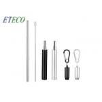 Flexible Reusable Telescopic Straw , Wide Metal Straws With Cleaning Brush