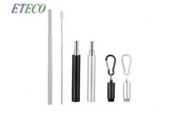 China Flexible Reusable Telescopic Straw , Wide Metal Straws With Cleaning Brush supplier