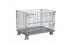 China Long Lasting Foldable Stackable Wire Mesh Container Metal Bin Storage Cage supplier