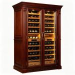 Dual-Zone Solid Wood Wine Cooler Cabinet With Digital Control Glass Doors for sale