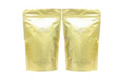 China Full Printed Glossy Tea Packaging Pouches Zipper Light Gold Stand Up supplier