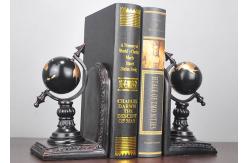China Black Plated Resin Decoration Crafts , Study Room Globe Book Holder supplier