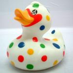 Dot Painting Multi Colored Rubber Ducks Toy , Custom Mini Blue Rubber Ducks RoHS for sale