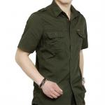 British Leisure Style Men's Work Uniform Shirts 2 Arm Buckle Solid Color Stitching Lapel for sale