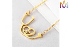 China OEM ODM Free Engraving Stethoscope Heart Pendant supplier