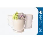 Professional White Cardboard Flower Boxes Glossy Lamination With Ribbon for sale