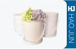 China Professional White Cardboard Flower Boxes Glossy Lamination With Ribbon supplier