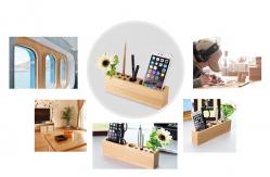 China Carbonized bamboo phone stand  with a Pen holder for iphoneX 6splus for samsung S6 EDGE supplier