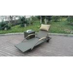 Modern Rattan Sun Lounger , Folding Lounger With Side Tea Table for sale