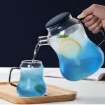 Handmade Glass Carafe With Cup , Large Water Carafe For Home / Restaurant