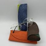 Envelope Style Metal Eyeglass Case Canvas Exteriors Slim Metal Glasses Case 15CM for sale
