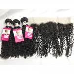 100 % Unprocessed Peruvian Human Hair Weave Curly Remy Hair Extensions for sale
