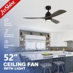 Smart Remote Control Wooden Blades Ceiling Fan Light with 6 Speeds and DC Copper Motor for sale