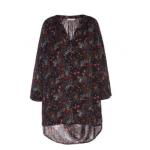 Flower Print Ladies V Neck Women'S Clothing Blouses With Round Hem Chiffon Woven Fabric Style for sale