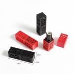 Square Shape Red Black Empty Lipstick Tube Carving Hollow