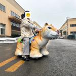 Golden Electric Dinosaur Ride on Scooter for Kids in Shopping Mall for sale
