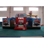Customized Fire Truck Design Inflatable Fun City Fireproof inflatable fire engine 8 X 6 X 5m In Public for sale