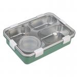 Metal Bento Lunch Box 4 Compartment 304 Stainless Steel Sealed Insulation 1130ml  Blue
