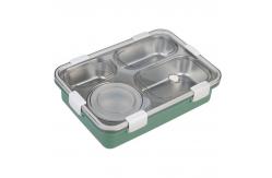 China Metal Bento Lunch Box 4 Compartment 304 Stainless Steel Sealed Insulation 1130ml  Blue supplier