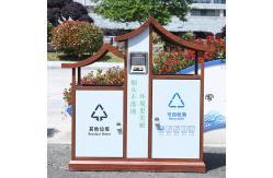 China Stainless Bin Hand Push Dustbin Recycle Outdoor Garbage Bin Shed with Lid supplier