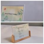 Crystal Clear Customizable Vertical Photo Frame With Solid Wood Base for sale