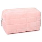 Aesthetic Plush Cosmetic Makeup Bag Cute Pink Pouch Toiletry Organizer 7 × 4 inches for sale