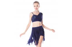 China Soft Mesh Spiral Skirt Dianogal Sequins Top One Shoulder Belly Dancing Clothes supplier