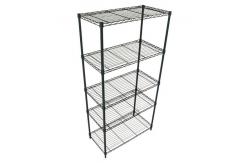 China Black Commercial Wire Shelving Unit Height Adjustable With Wheels For Food supplier