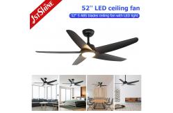 China Black LED Ceiling Fan With Dimmable Light 5 Plastic Blades Remote Control supplier
