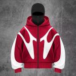 Heavy Cotton Mens Patchwork Hoodie Double Layered Masked Full Balaclava Zip Hoodies for sale