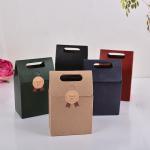 Kraft Paper Solid Color Flip Packaging Paper Bag Candy Cake Packaging Gift Tote Bag for sale