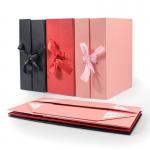 Recycled Paper Ribbon Tie Magnetic Gift Boxes With Matte Finish Packaging Boxes for sale