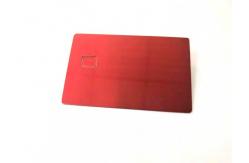 China Red 1.2mm Metal Membership Card With Chip Brush Finishing supplier