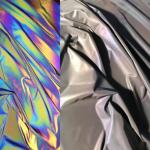 Iridescent Rainbow Reflective Fabric Material Spandex Reflector Elastic Stretch Polyester
