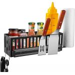 Space Saving BBQ Accessories Storage Metal Outdoor Grill Caddy with Non-folding Rack for sale