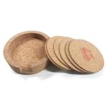 Multipurpose 6 Pack Cork Beverage Coasters Set FSC Crackproof With Holder for sale