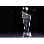 Sand Blasting Crystal Trophy Cup With Globe Custom Design Accepted