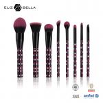 Portable Cosmetic Makeup Brush Set Plastic Handle With Roll Printing Synthetic Hair 8pcs for sale