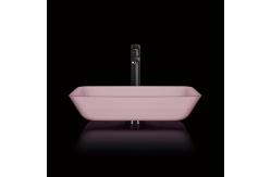 China Pink Bathroom Countertop Basins Rectangular Tempered Glass Acid Matt supplier