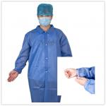 CE Unisex Disposable Medical SMS Lab Coat With Snaps Elastic Cuff Shirt Collar for sale
