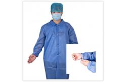 China CE Unisex Disposable Medical SMS Lab Coat With Snaps Elastic Cuff Shirt Collar supplier