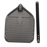 12 Inch Pizza Shovel Aluminum Pizza Turning Peel Black Hard Aluminum Perforated Detachable Pizza Peel for sale