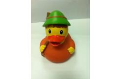 China Green Hat Squeeze Custom Rubber Ducks OEM 8cm Height Traveller Style supplier