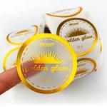 Transparent Carton Sticker Clear Gold Foil Stickers Self Adhesive CMYK PVC Material for sale