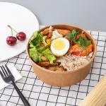 Take Away Disposable Food Containers Kraft Paper Salad Bowl With Pet Lid for sale