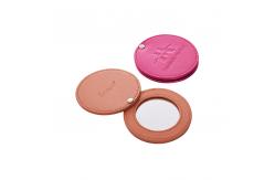 China Foldable 1X 2X Magnification PU Leather Round Compact Mirror With Logo Printing supplier
